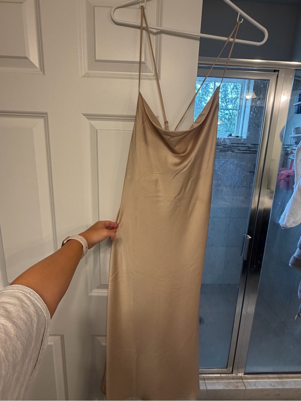 Show Me Your Mumu Champagne Satin Strapless Slip Dress